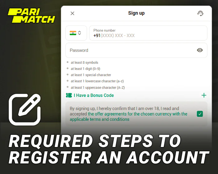 Registering a new Parimatch account